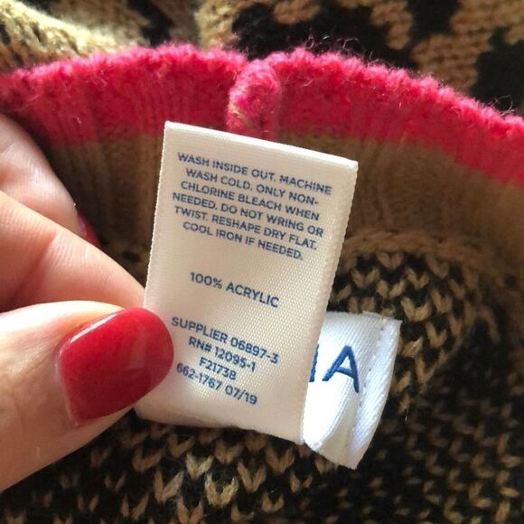 NWT Arizona Jean Co Leopard Pink Acrylic Sweater - Picture 7 of 9